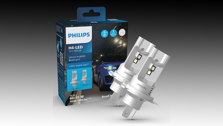 💡 Philips Ultinon Pro6000 Boost Gen3 Direct-fit H4 LED – Faro Omologato Stradale, +450% Luminosità, 5800K, Garanzia Fino A 5 Anni