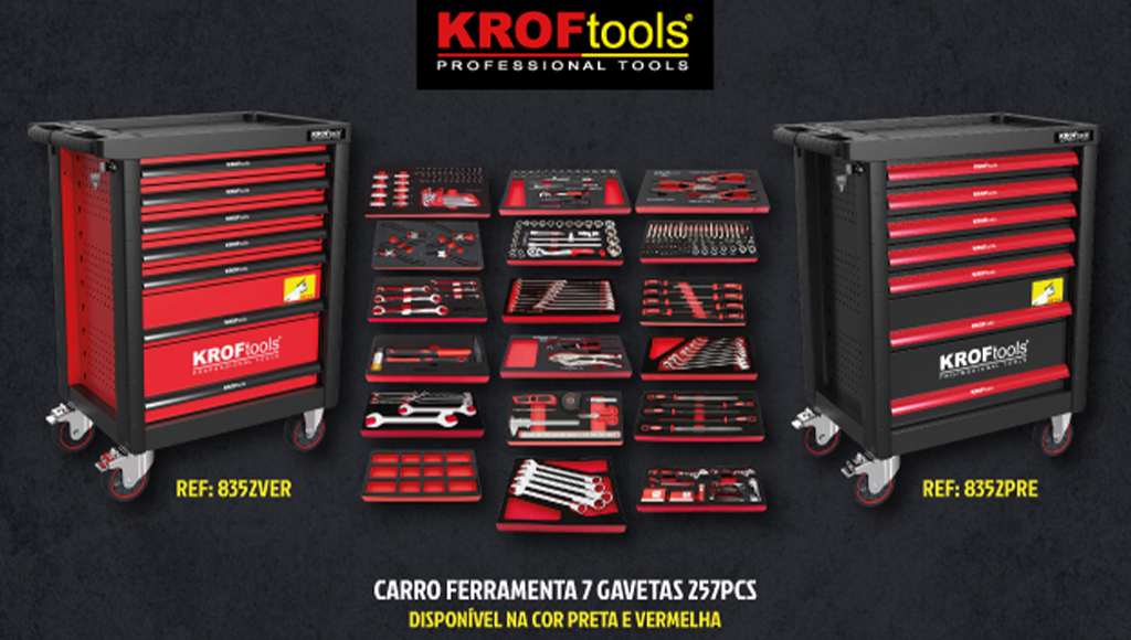 KROFtools apresenta carros de ferramentas com 257 peças