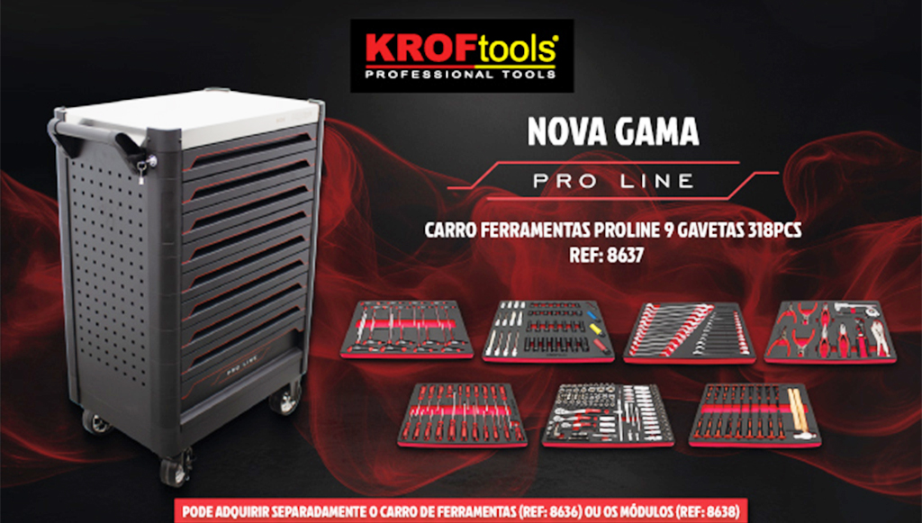 10 - KROFtools lanca carro de ferramentas Proline com 318 pecas