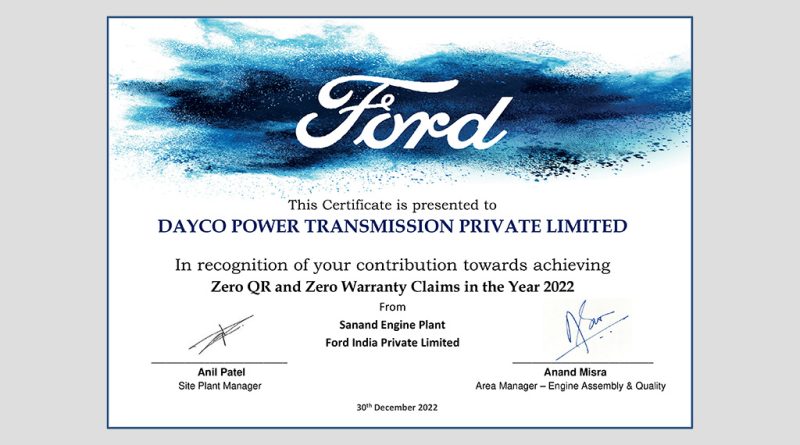01 - Dayco India premiada pela Ford 1