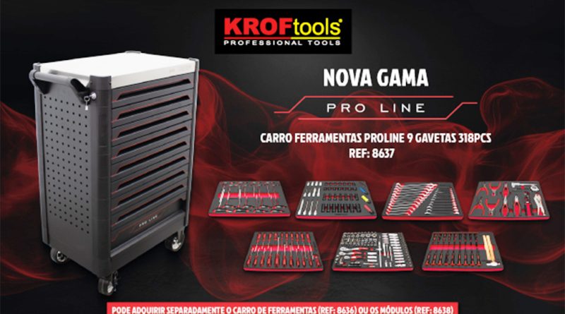 10 - KROFtools lanca carro de ferramentas Proline com 318 pecas